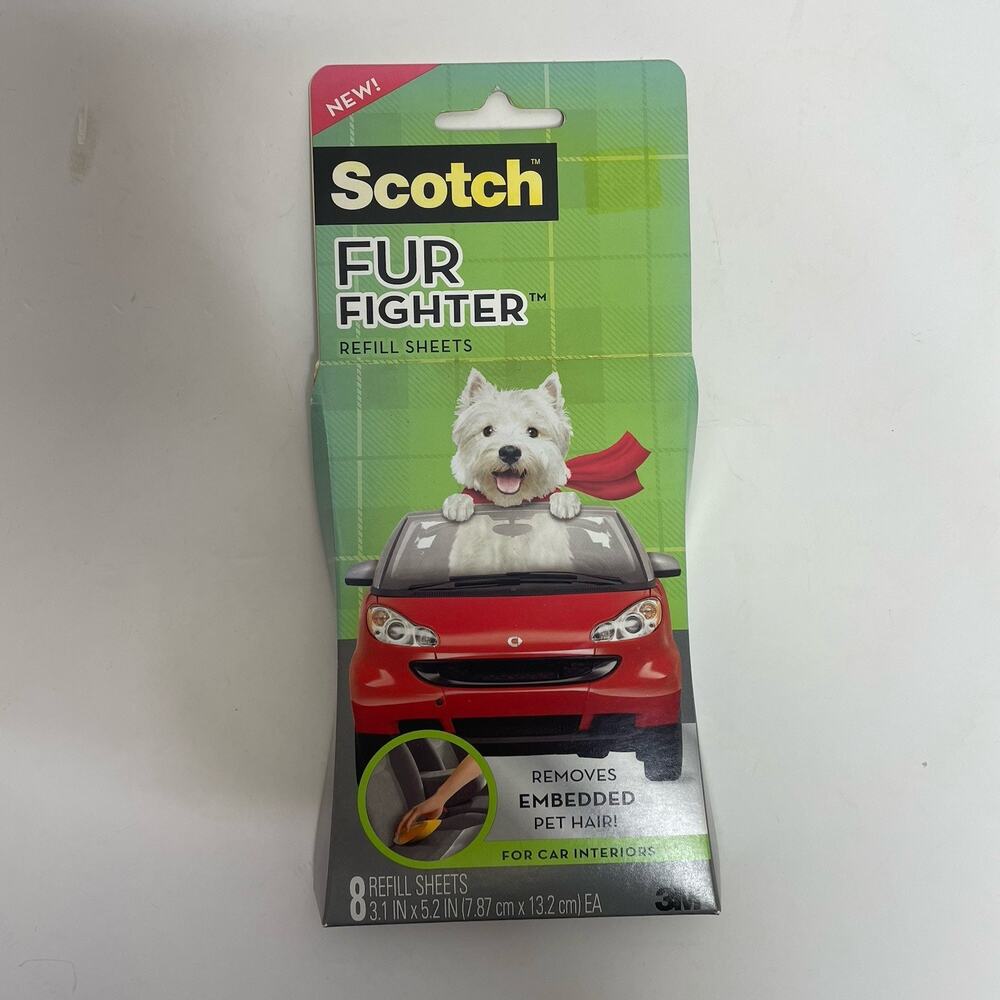 3M Scotch Fur Fighter Hair Remover Refill Sheets (3.1" x 5.2") - 8 Pack - NEW!